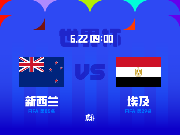 Bright blue poster showing the year 2022 with multiple flags (New Zealand, United Kingdom, Egypt) and Chinese captions indicating FIFA rankings, such as 第85名 and 第29名.