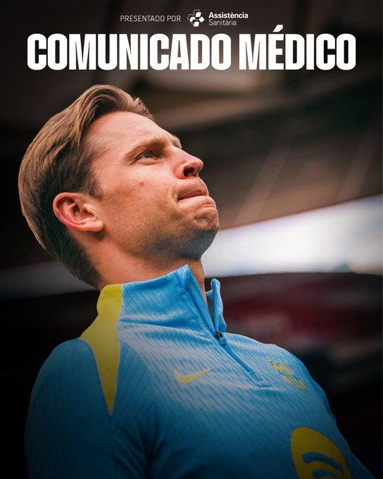 Poster featuring a male athlete in a blue and yellow jacket, looking upward; title reads 'COMUNICADO MÉDICO'.